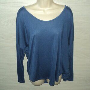 Old Navy Women's Size XL Top Oversized Scooped Neckline Blue Long Sleeves